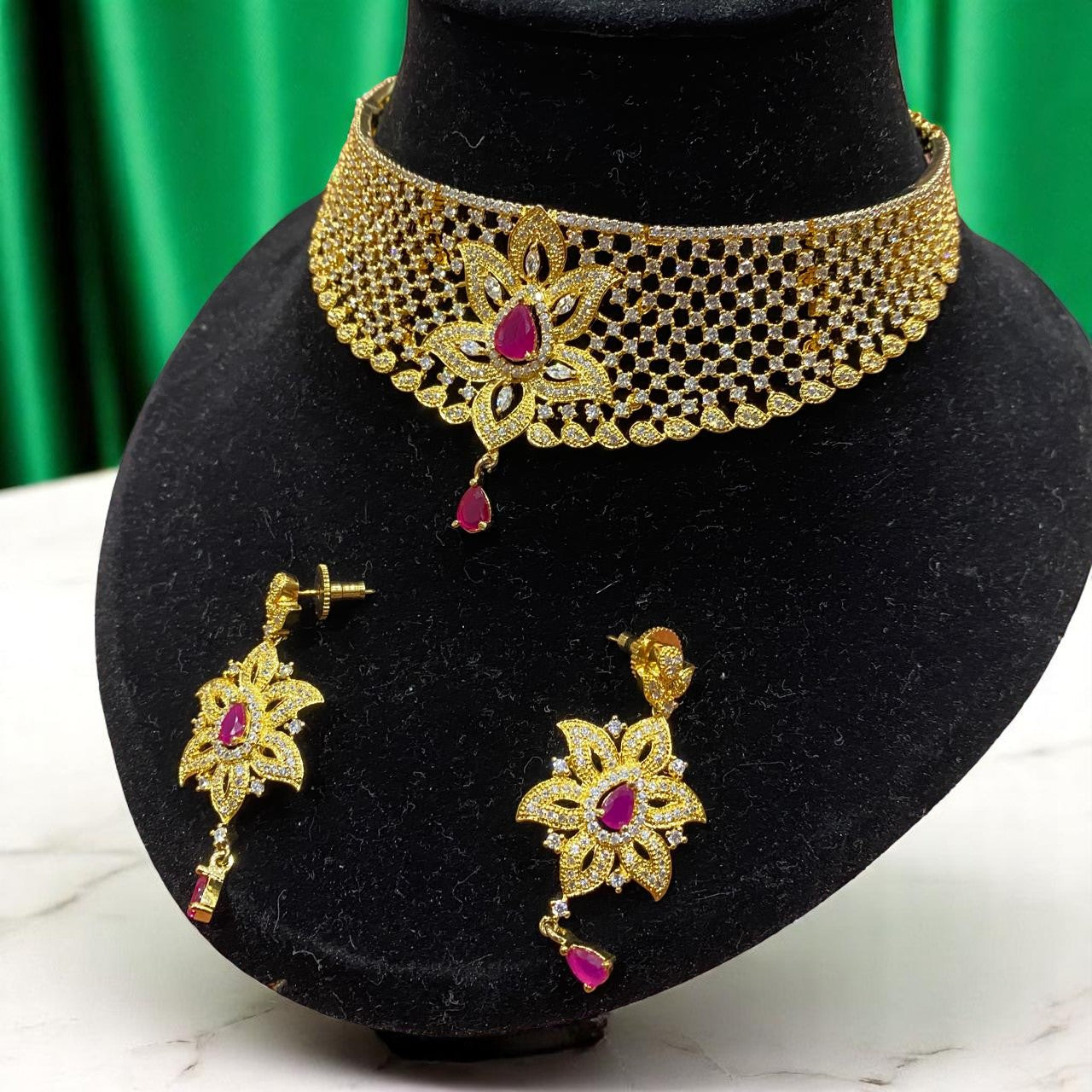 Crimson Bloom Choker Set