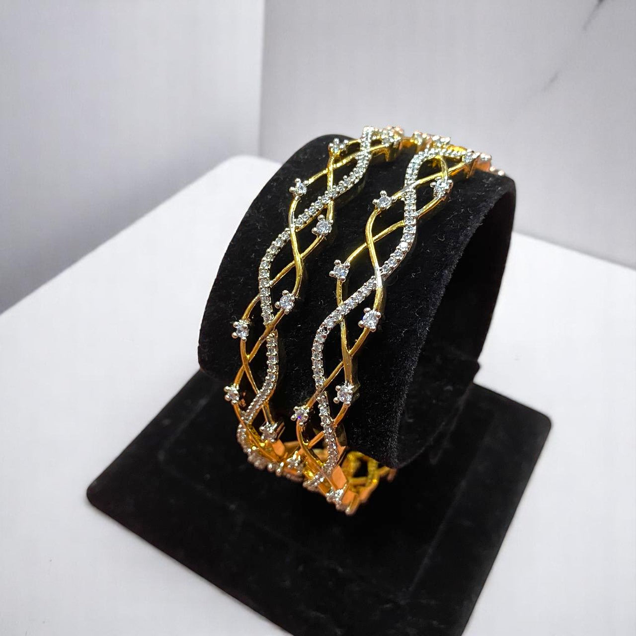Golden Twist Sparkle Bangles