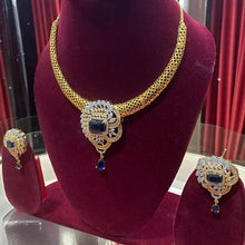 Regal Sapphire Golden Necklace Set