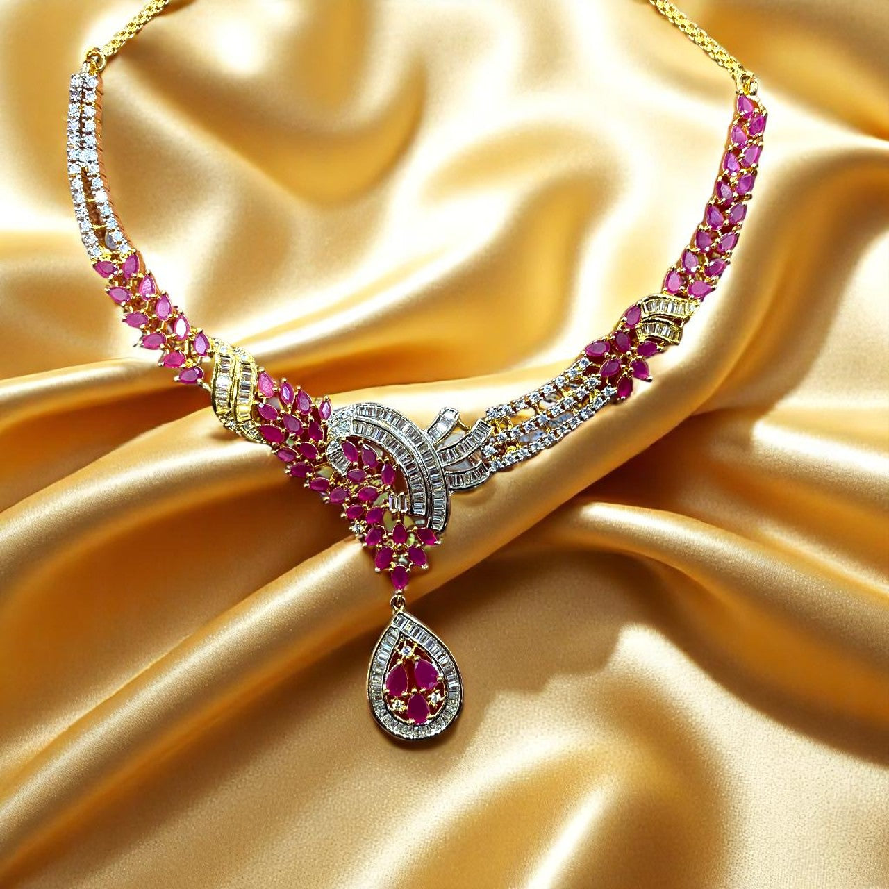 Royal Ruby Cascade Necklace Set