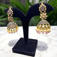 Royal Kundan Jhumkas with Pink Drops