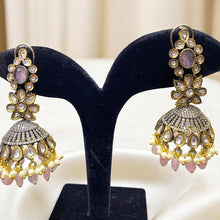 Royal Kundan Jhumkas with Pink Drops