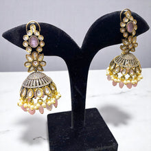 Royal Kundan Jhumkas with Pink Drops