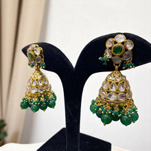 Ruby Kundan Jhumkas with Polki Work