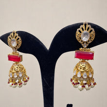 Ruby Radiance Jhumkas with Pearl Drops