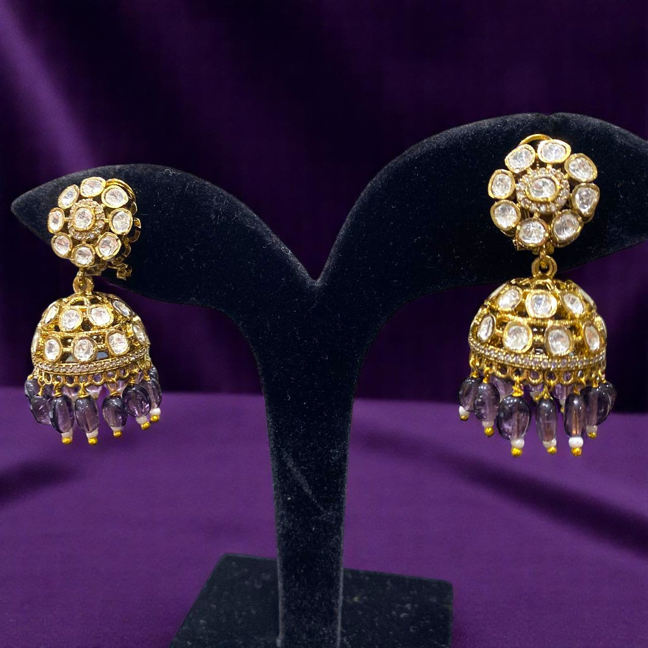 Regal Amethyst Jhumka Earrings