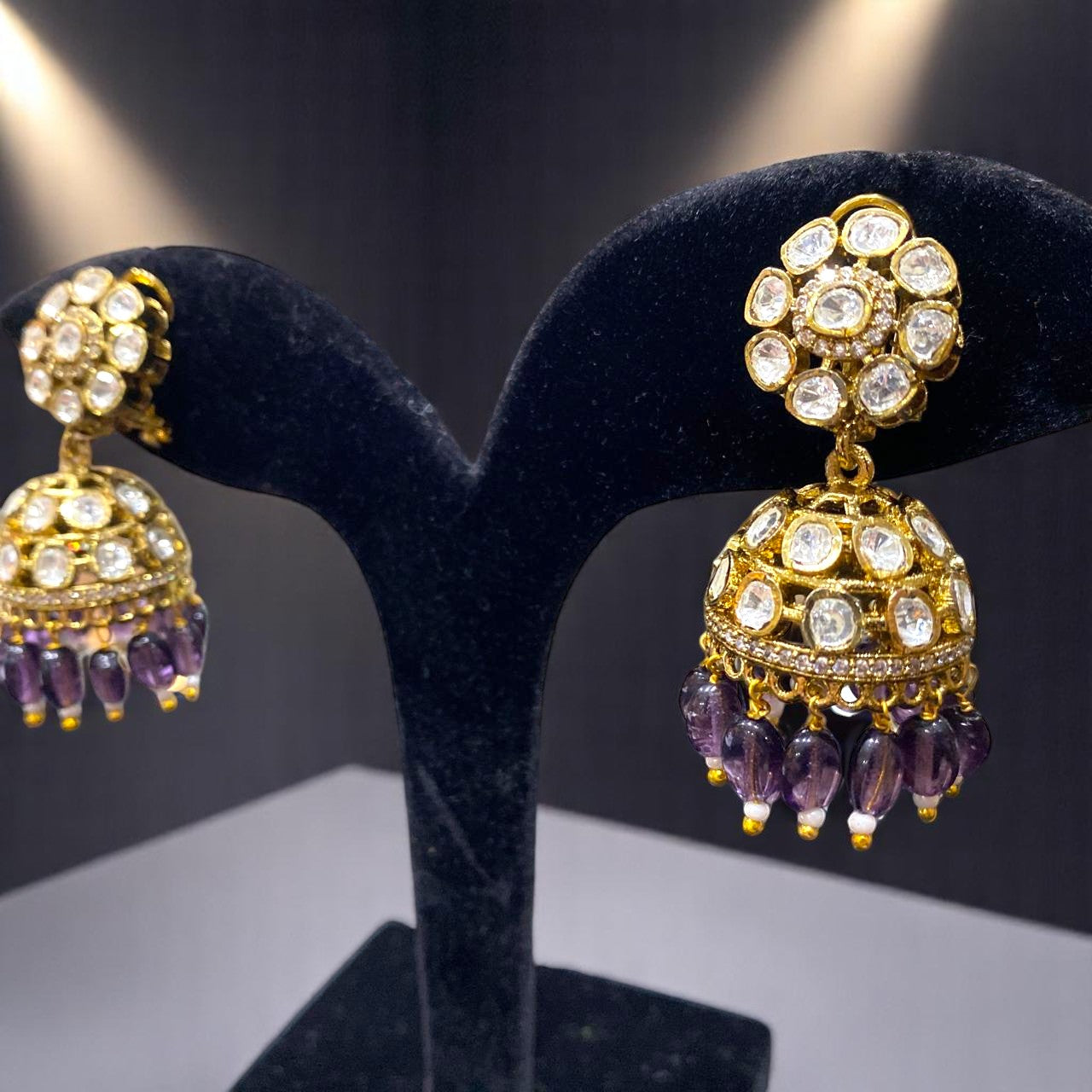 Regal Amethyst Jhumka Earrings