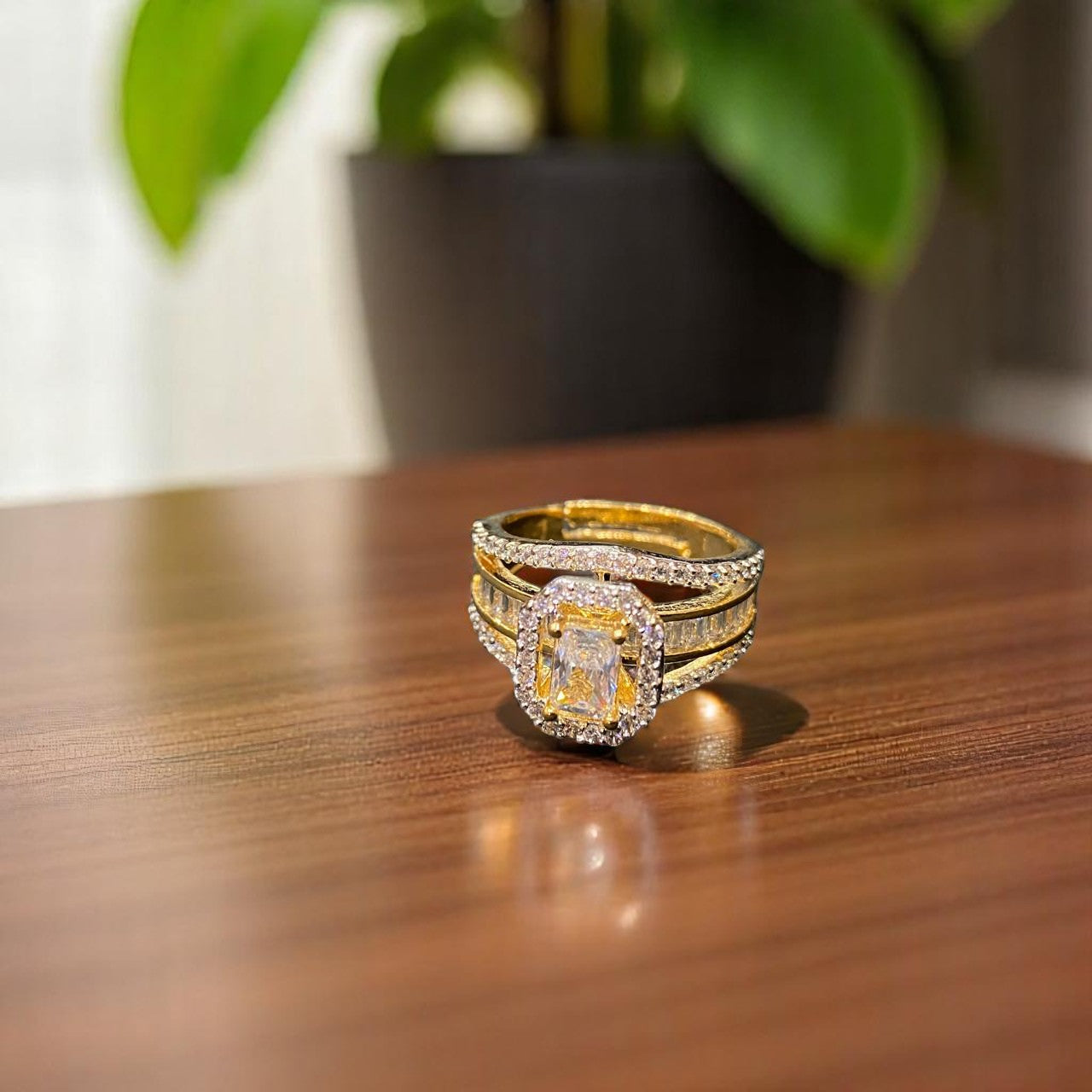 Golden Radiance Halo Ring