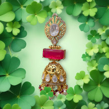 Ruby Radiance Jhumkas with Pearl Drops