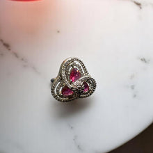 Trinity Bloom Ruby American Diamond Ring
