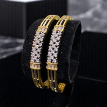 Triple-Strand Golden Bangles with Cluster American Diamond Center