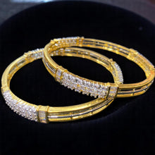Triple-Strand Golden Bangles with Cluster American Diamond Center