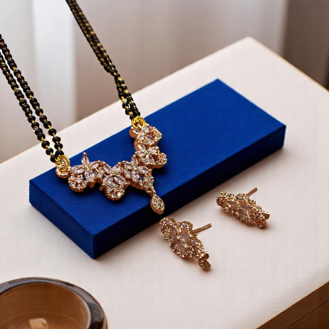 Floral Cluster CZ Mangalsutra Set