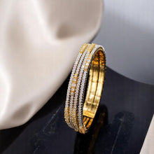 Dual-Tone Micro Stone-Studded Bangles Set