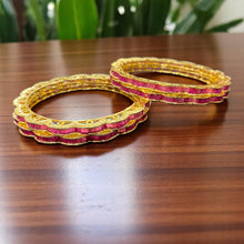 Ruby-Inspired Gold Plated Designer Bangles