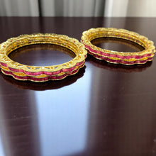 Ruby-Inspired Gold Plated Designer Bangles
