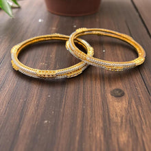 Dual-Tone Micro Stone-Studded Bangles Set