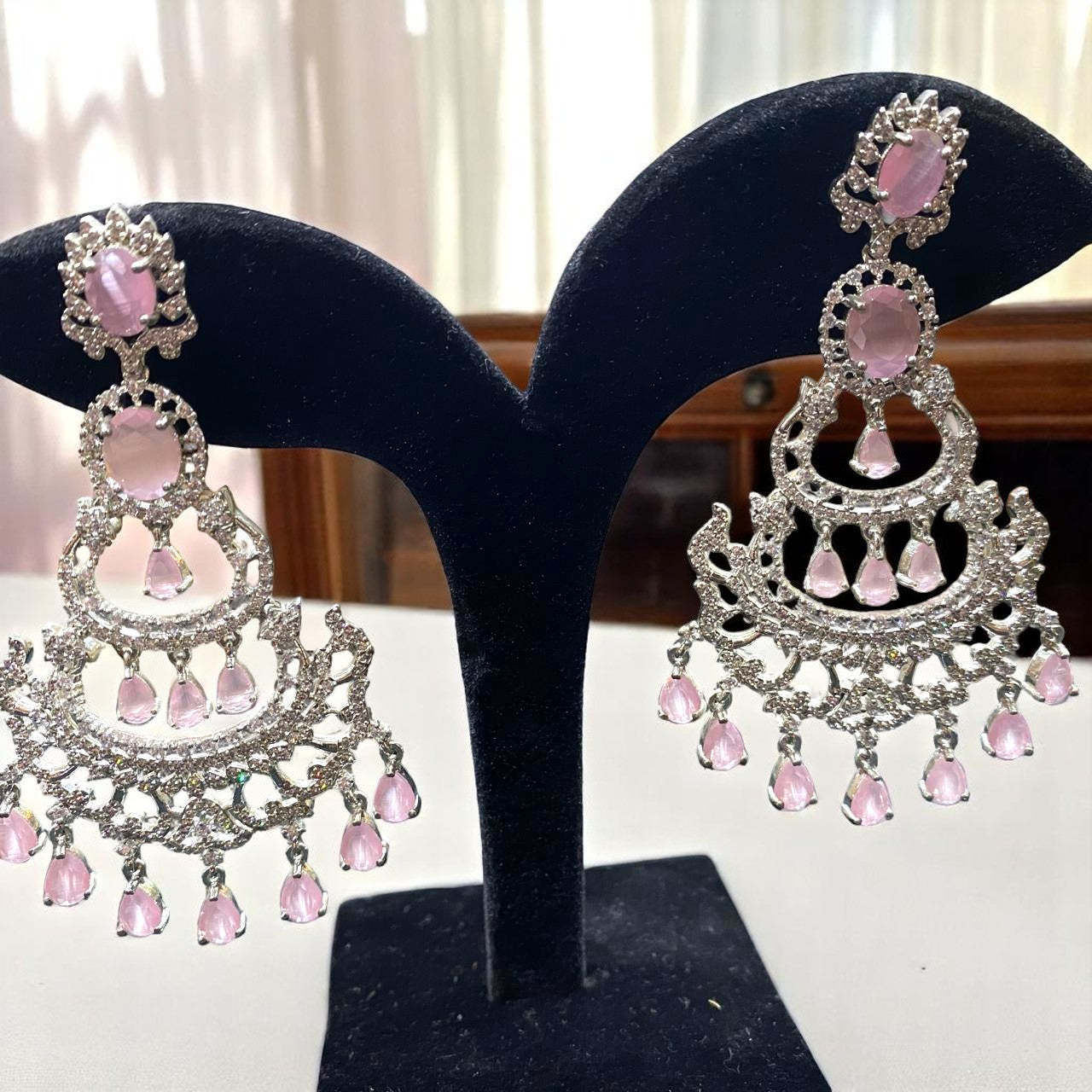 Royal Pink Chandelier Earrings