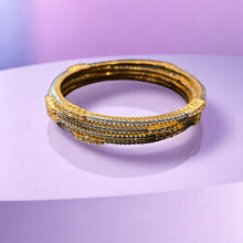 Dual-Tone Micro Stone-Studded Bangles Set