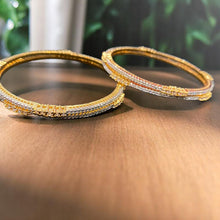 Dual-Tone Micro Stone-Studded Bangles Set