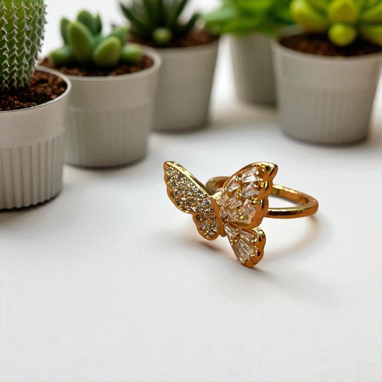 Crystal Wings Butterfly Ring