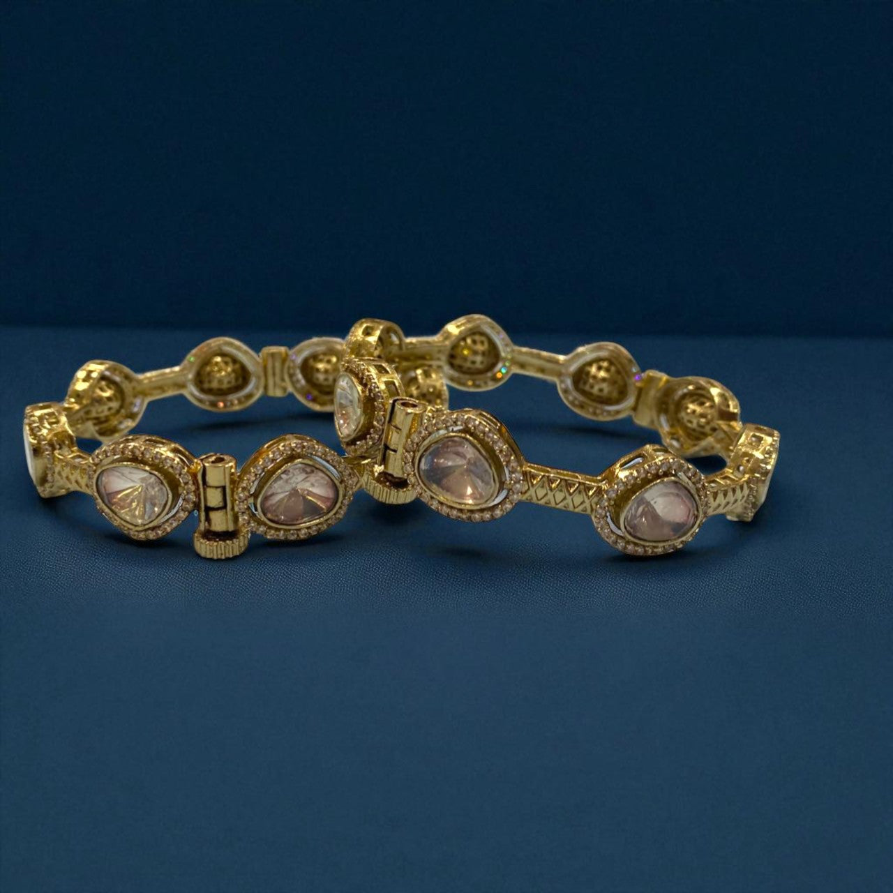 Kundan Polki Antique Bangles