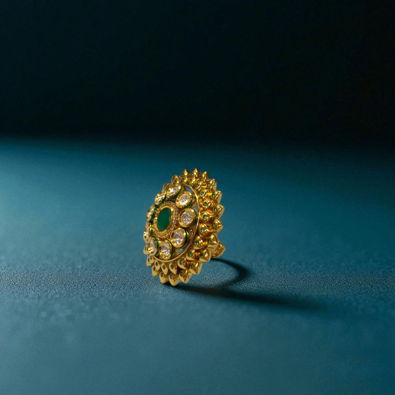 Emerald Royale Kundan Ring