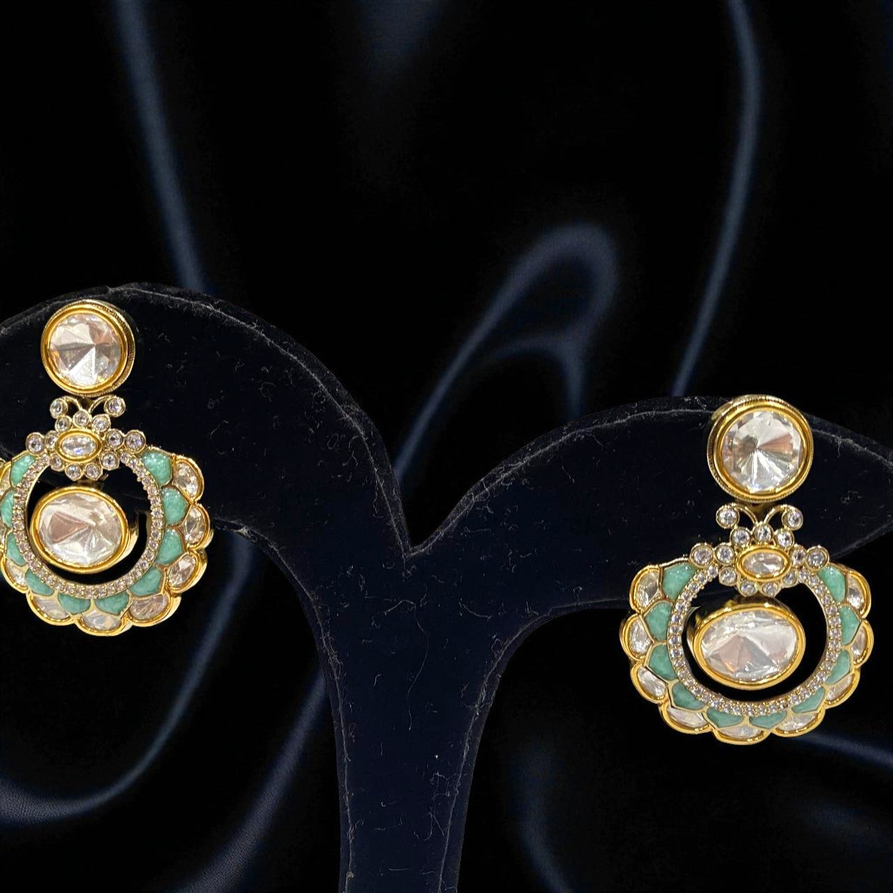 Emerald Halo Kundan Studs