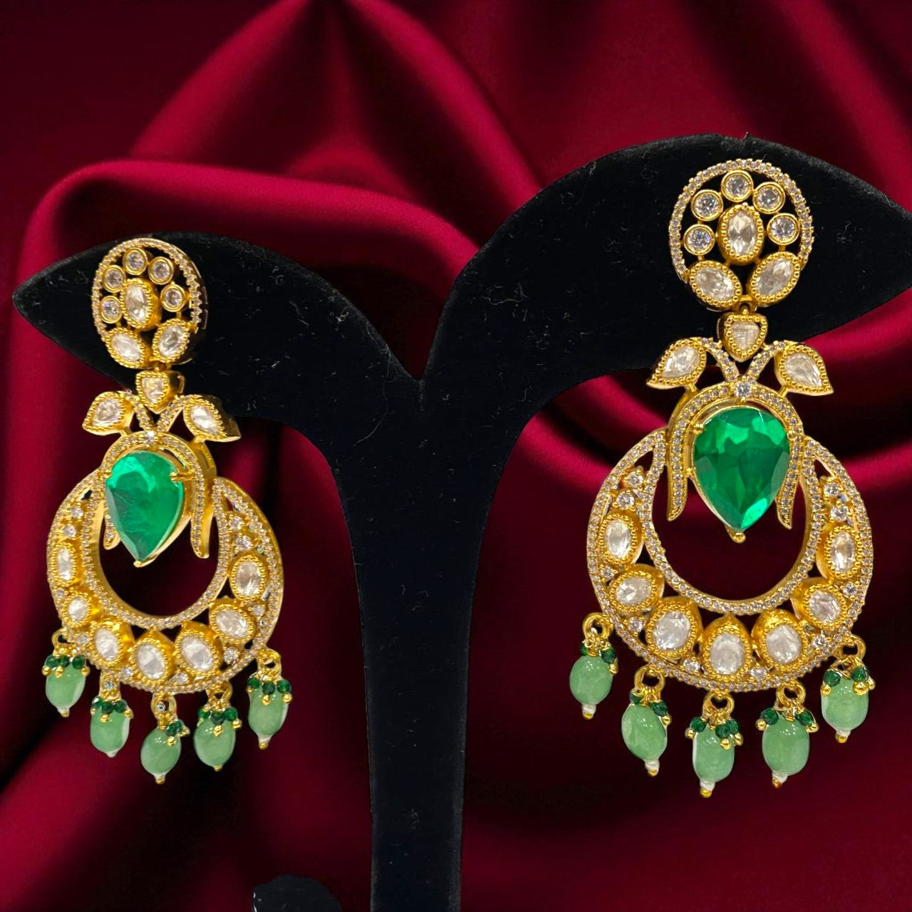 Emerald Elegance Chandbali Earrings