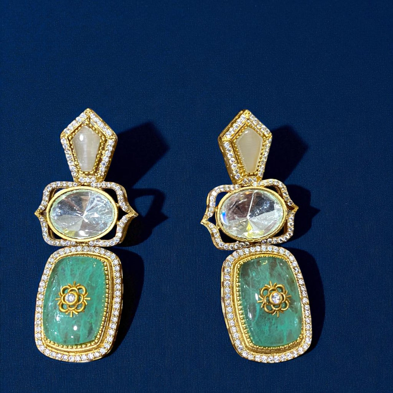 Emerald Grace Kundan Earrings