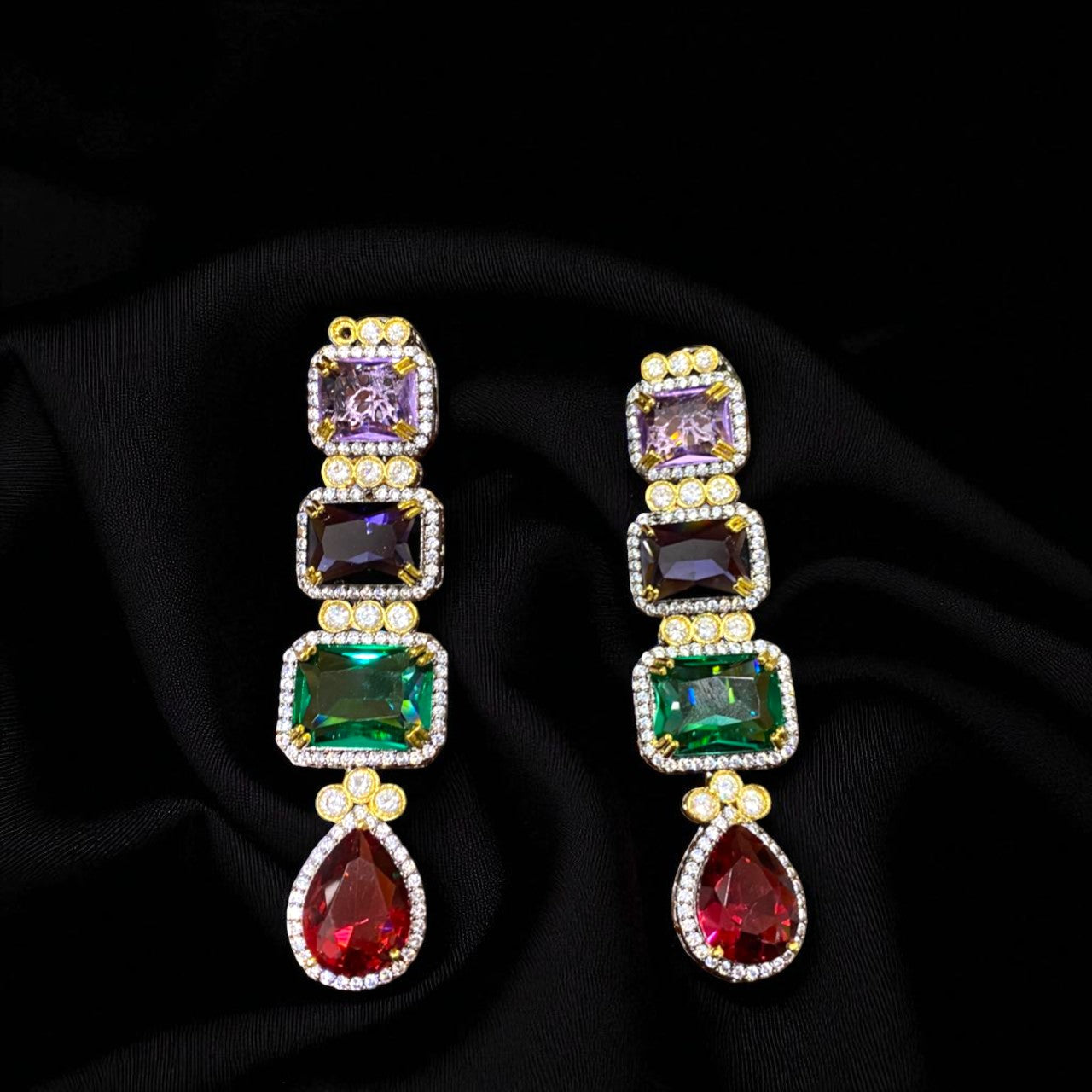 Regal Cascade Multicolor Earrings