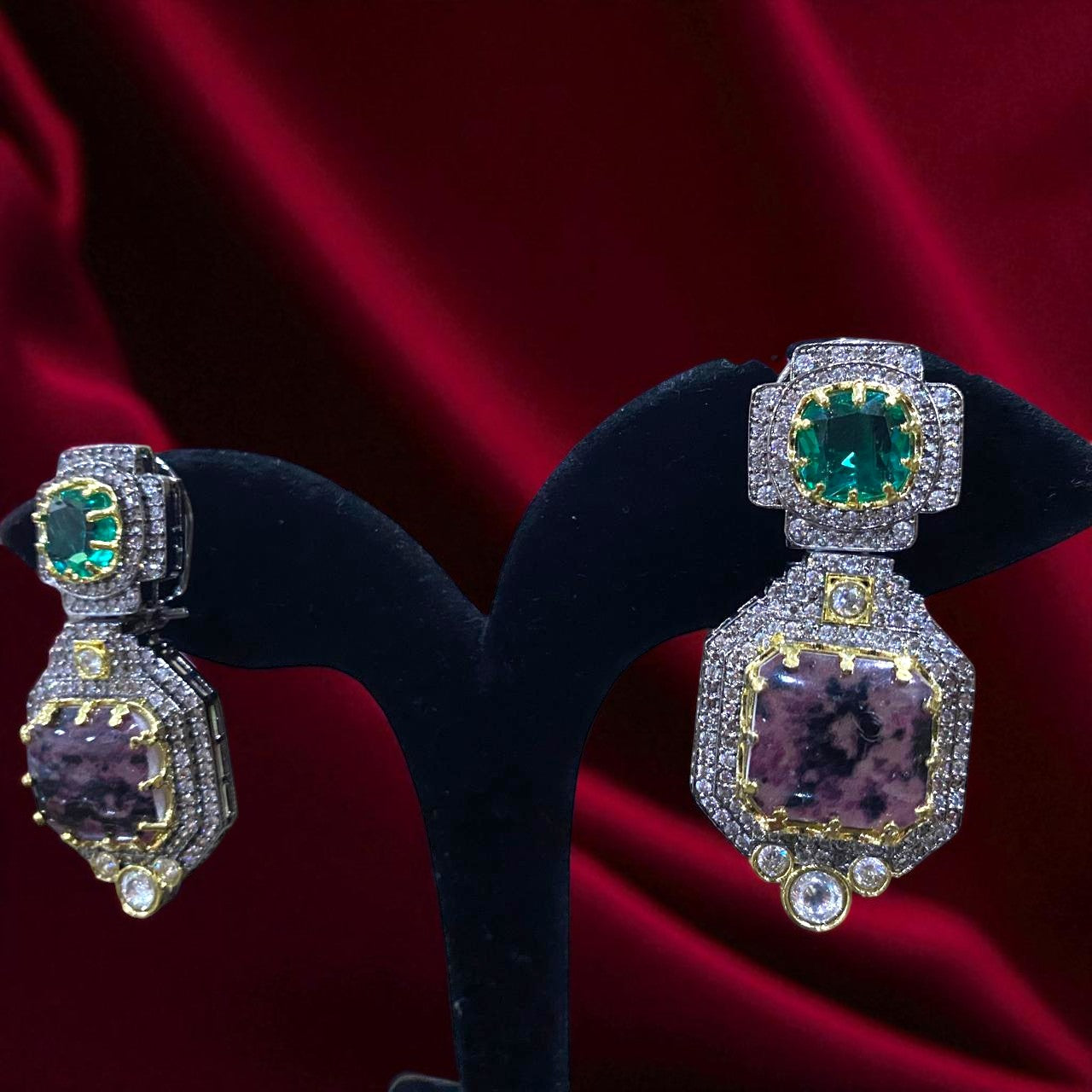 Royal Obsidian Emerald Earrings