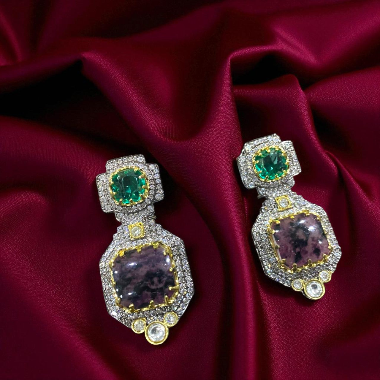 Royal Obsidian Emerald Earrings