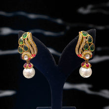 Emerald Plume Pearl Earrings