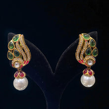 Emerald Plume Pearl Earrings