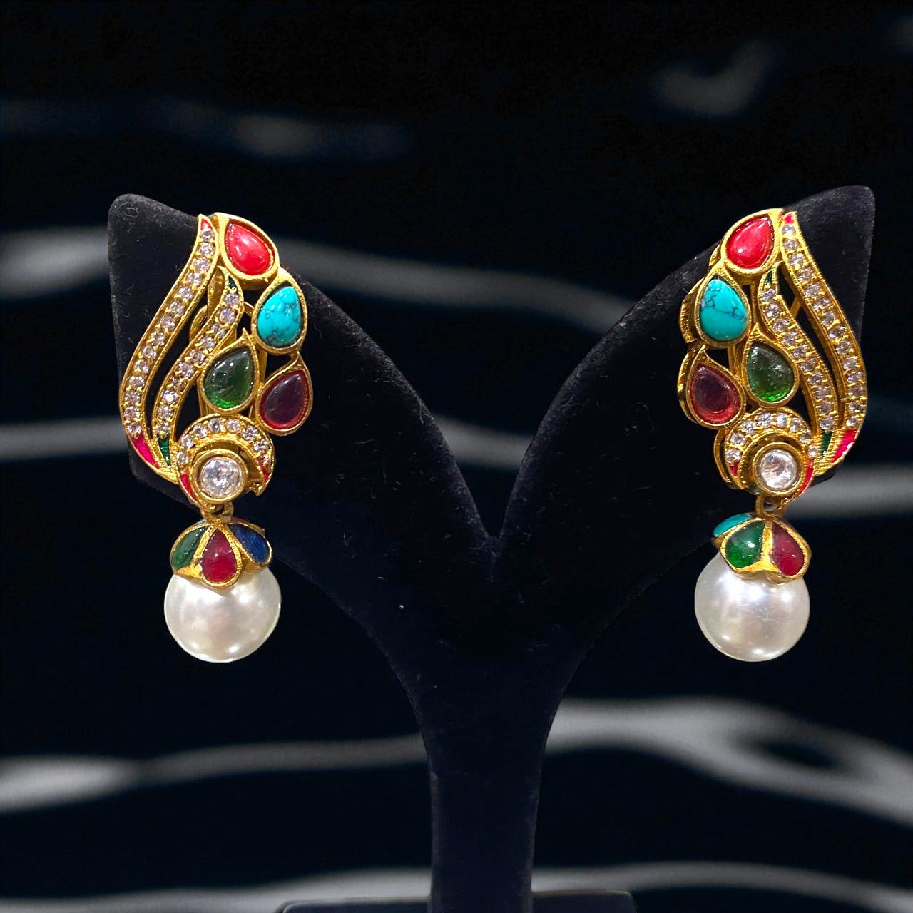 Peacock Carnival Pearl Earrings