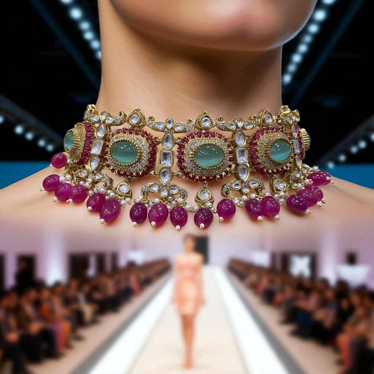 Emerald Ruby Kundan Choker Set