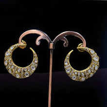 Royal Kundan Crescent Hoop Earrings