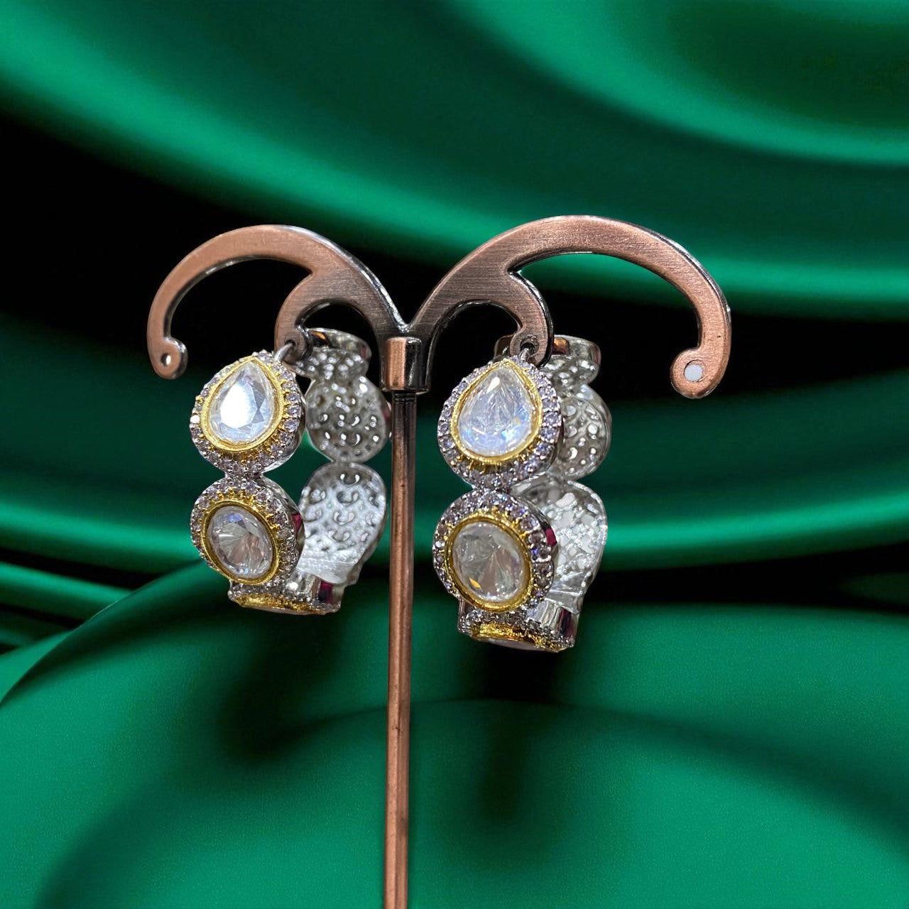 Regal Teardrop Kundan Hoop Earrings