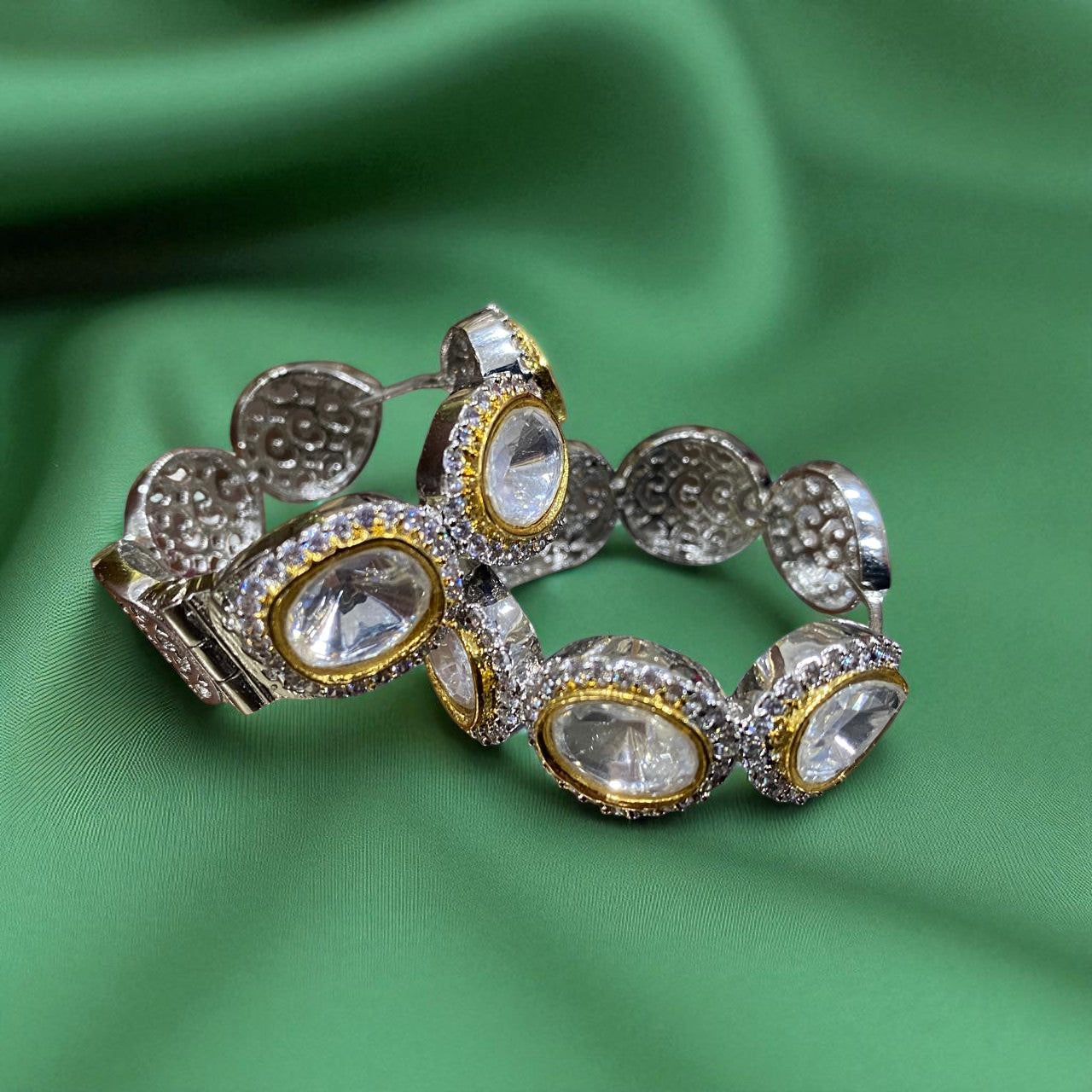 Regal Teardrop Kundan Hoop Earrings