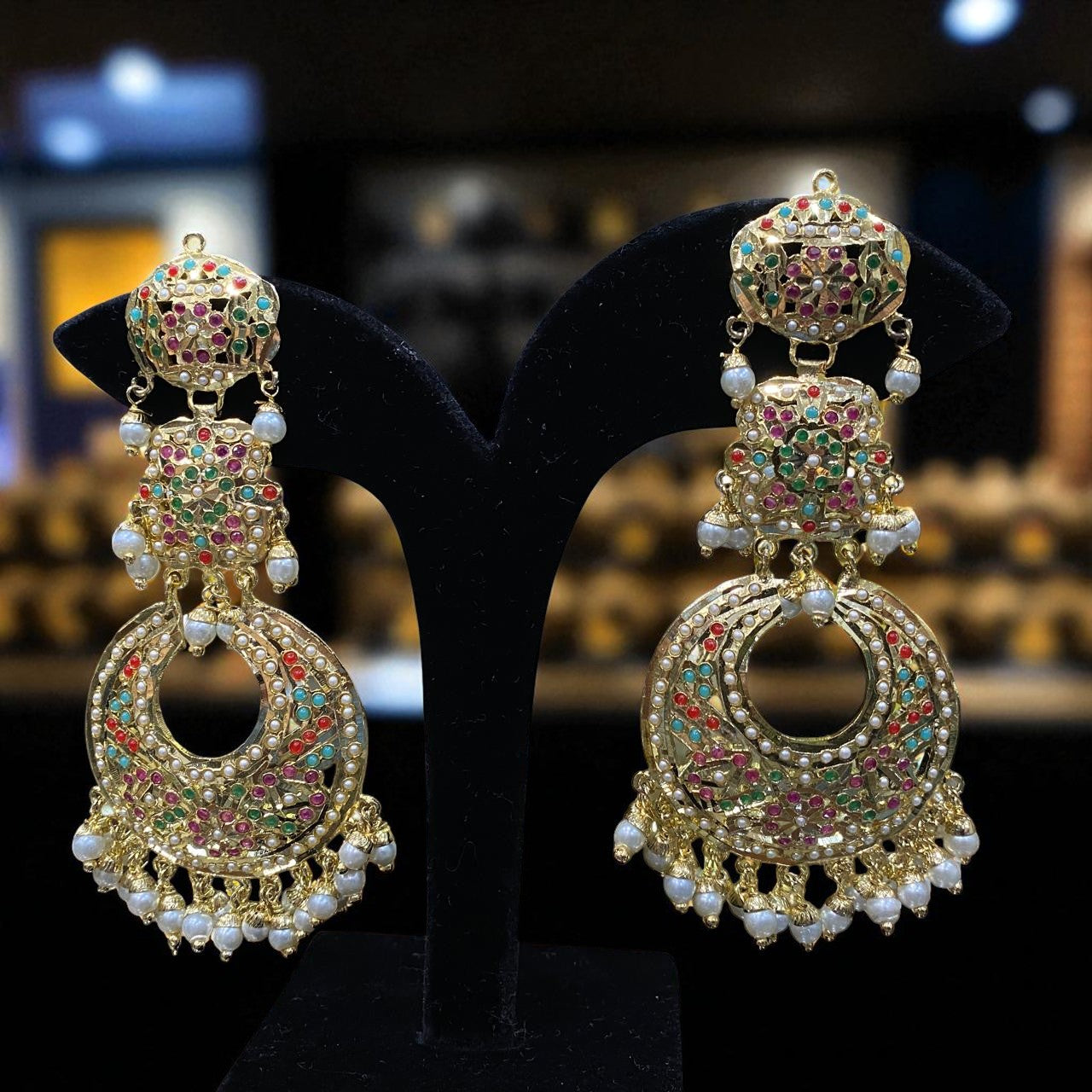 Royal Meenakari Crescent Chandbali Earrings