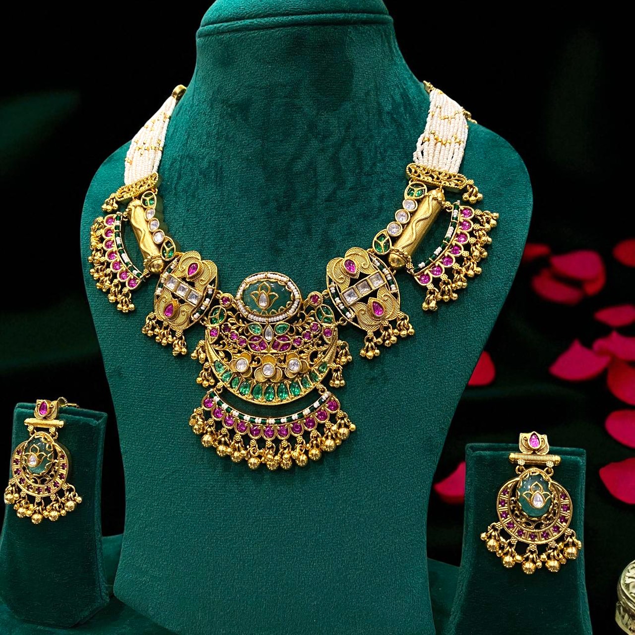 Royal Kundan Peacock Necklace Set