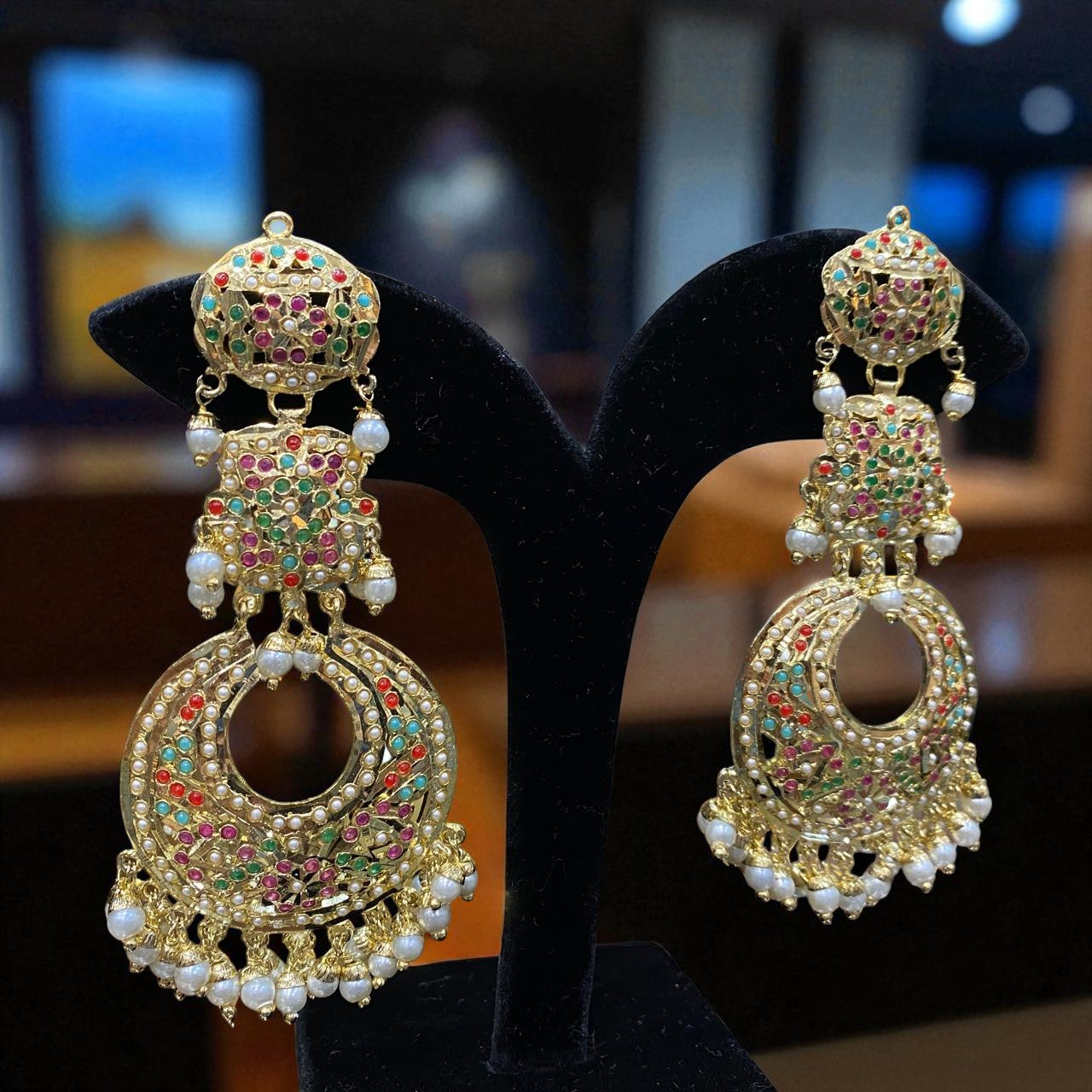 Royal Meenakari Crescent Chandbali Earrings
