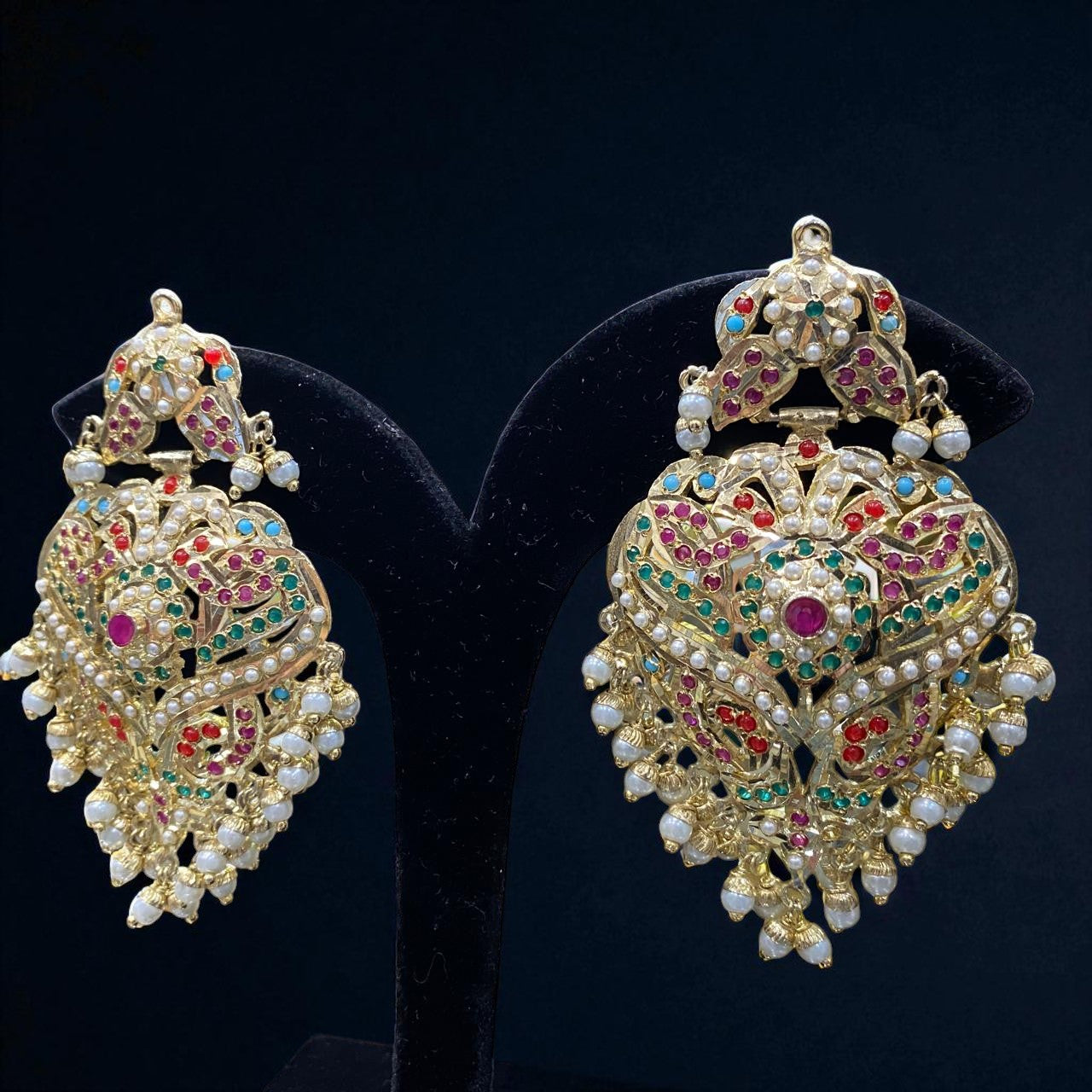 Royal Meenakari Crescent Chandbali Earrings