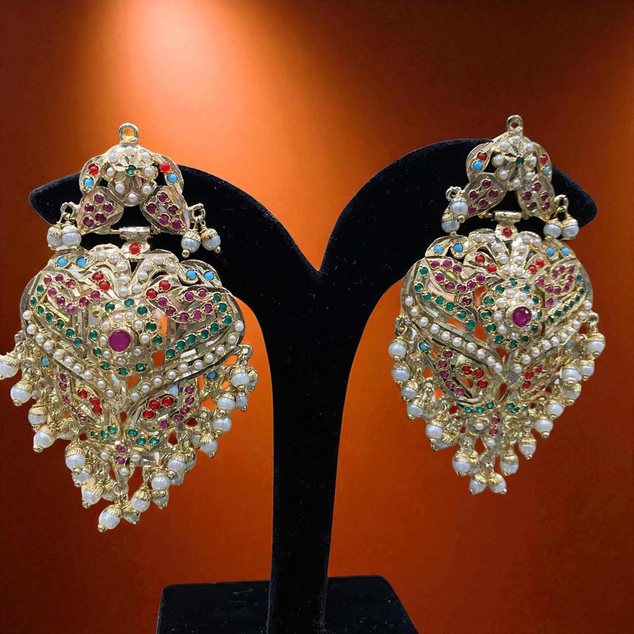 Royal Meenakari Crescent Chandbali Earrings