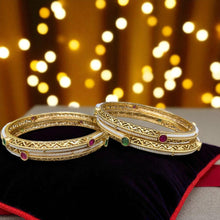 Regal Gemstone Golden Bangles