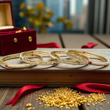 Regal Gemstone Golden Bangles