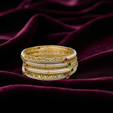 Regal Gemstone Golden Bangles
