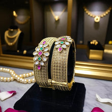 Majestic Floral Kundan Bangles