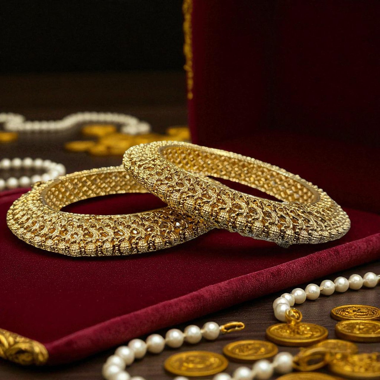 Antique Filigree Golden Bangles